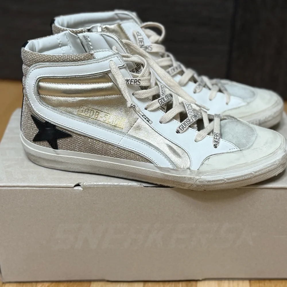 Golden Goose White and Gray Sneakers - Picture 2 of 9